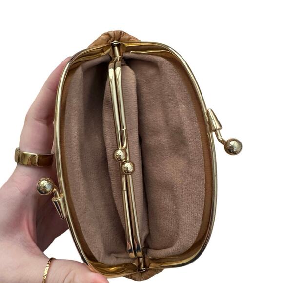 VTG Brown Eel Skin Double kiss lock Clutch Purse - Picture 6 of 11